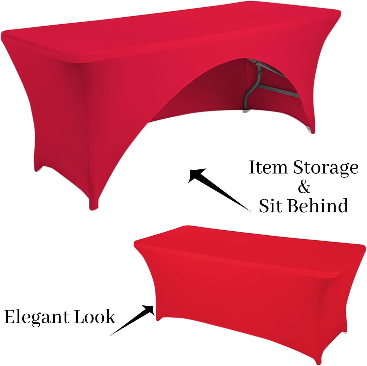Spandex Table Cover 4 ft. Fitted Polyester Tablecloth Stretch Table Cover Table Topper Open Back - Red