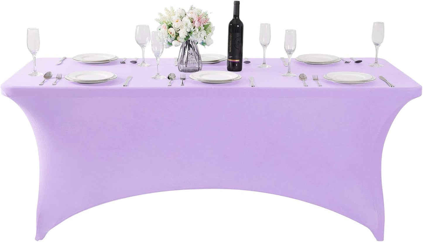 FORLIFE Spandex Table Cover - Fitted 6ft Rectangular Tablecloth, Stretch Patio Cover, Universal for Wedding, Banquet, Party (Lavender)