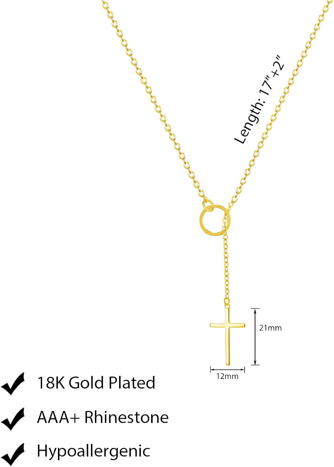 Luxval Lariat Gold Necklace for Women, Dainty Long Necklace 14k Gold Plated/Silver Y-Shaped Pendant Necklaces Trendy Beaded Chain Drop Necklaces Jewelry for Women Gifts