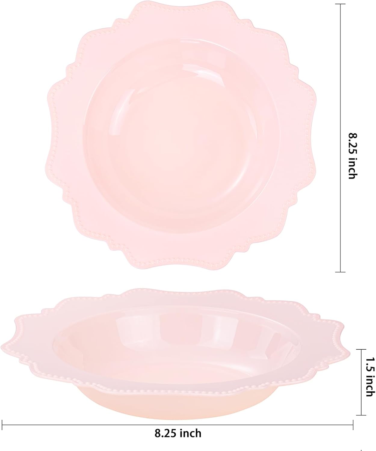 COLOSUS Pink Plastic Party Bowls (60 Pack) 12 Oz Disposable Soup/Salad Bowl, Fancy Shatterproof Dinnerware for Easter, Catering, Holidays, Weddings, and Everyday Use