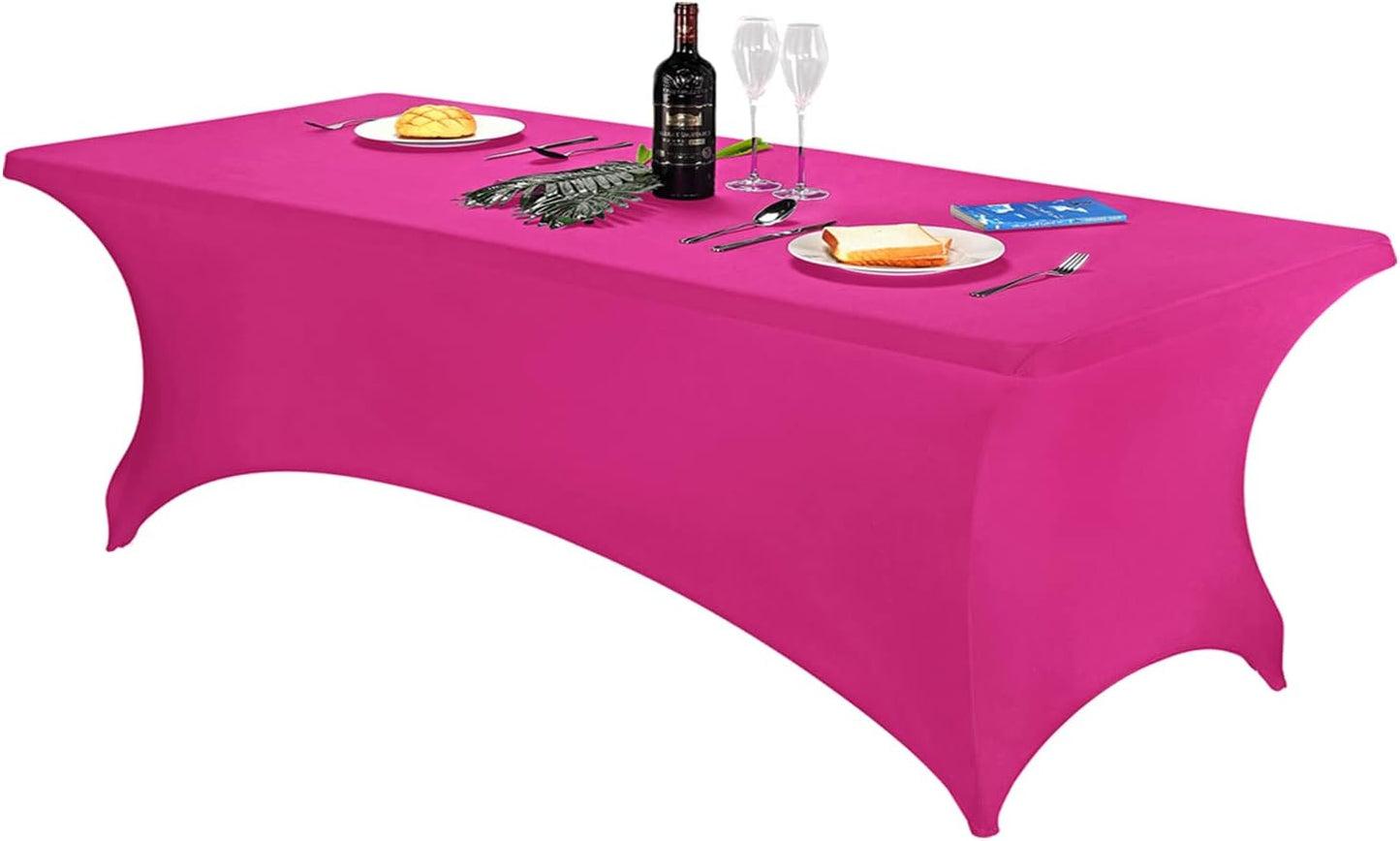 FORLIFE Spandex Table Cover - Fitted 8ft Rectangular Tablecloth, Stretch Patio Cover, Universal for Wedding, Banquet, Party (Fuchsia)