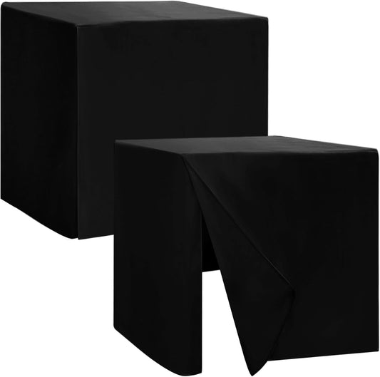 HolidayIdeas 2 Pack Square Fitted Table Covers - 34 x 34 Inch - Fabric Table Clothes Versatile Tablevloths for Parties, Holiday Dinner, Trade Show, Vendor Stand (Black)