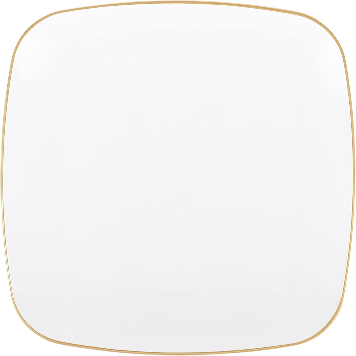 PLASTICPRO Square 32 Piece Combo Plates Set includes 16 x 7'' inch Salad Plates & 16 x 10'' inch Dinner Plates White Plastic with Gold Leaf Design Party Plates, Premium heavyweight