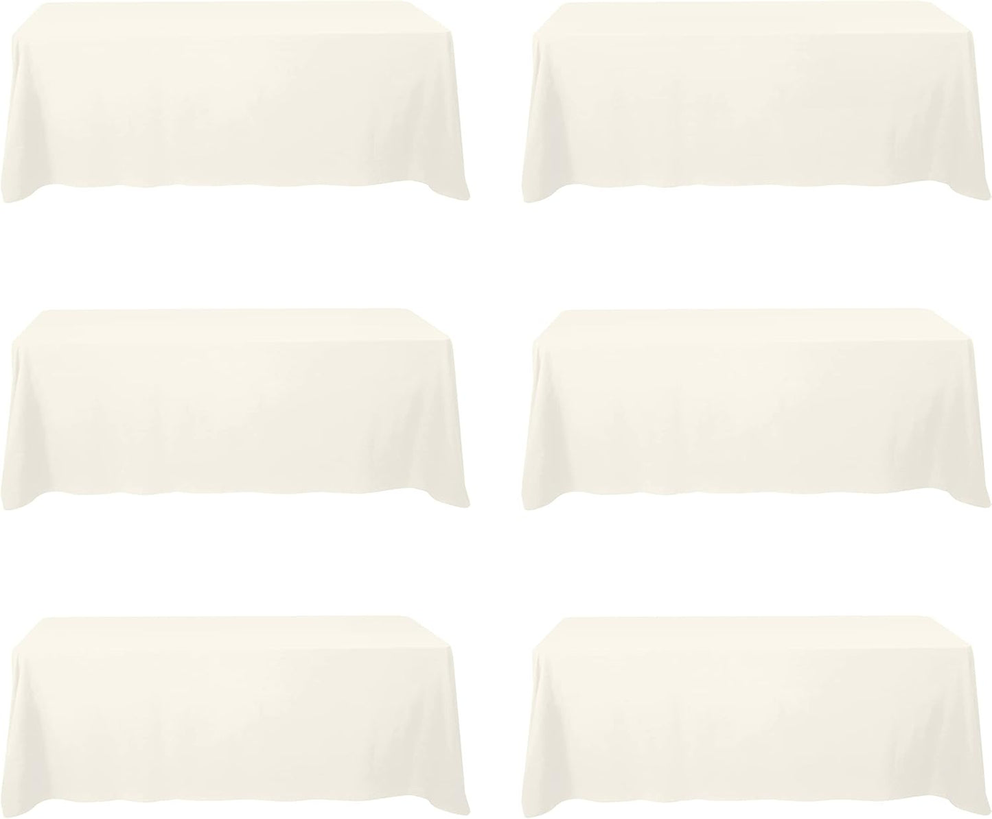 BRILLMAX 6 Pack Ivory Tablecloths for 8 Foot Rectangle Tables 90 x 156 Inch - 8ft Rectangular Bulk Linen Polyester Fabric Washable Cloth Cover for Wedding Reception Banquet Birthday Party