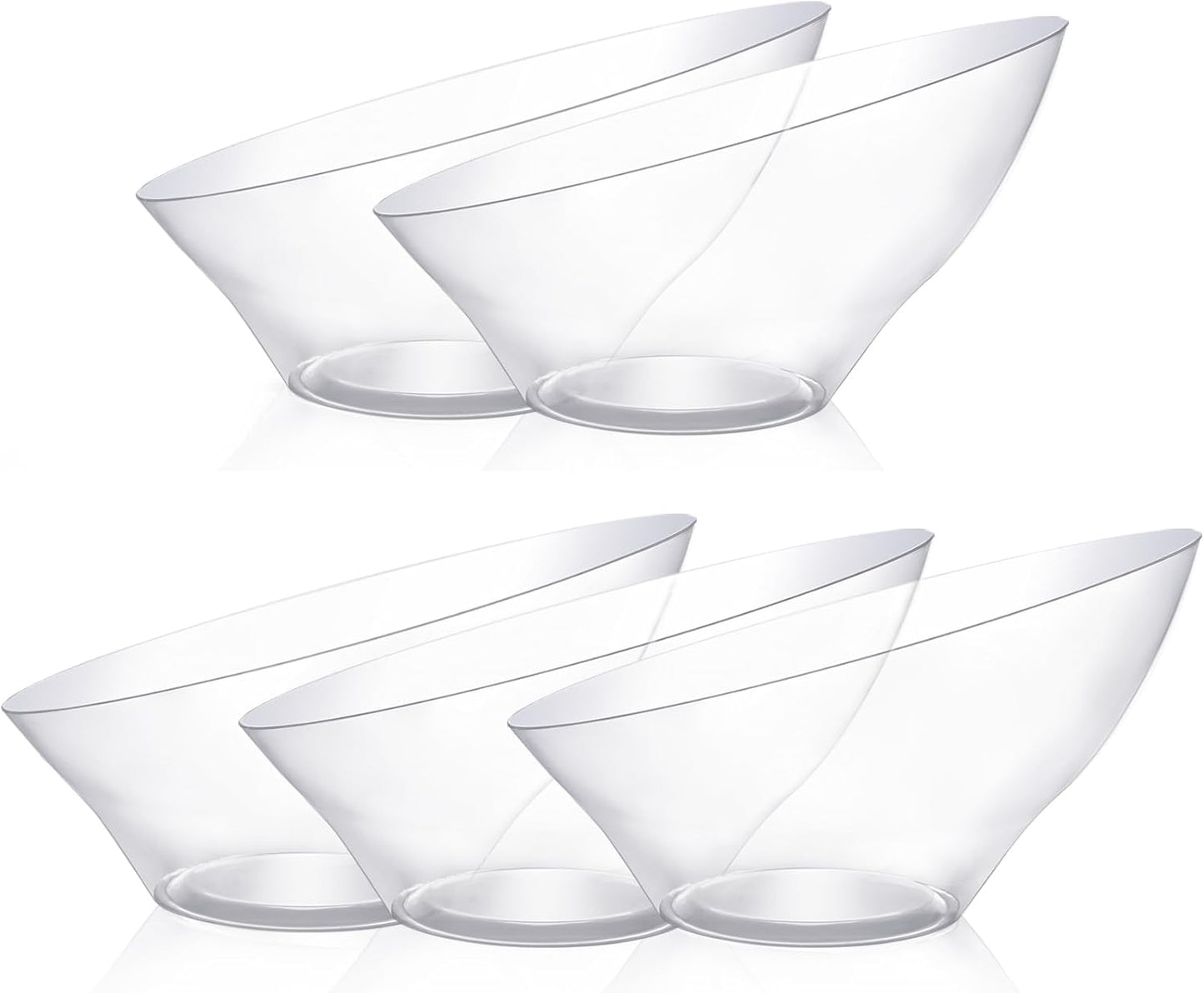 Goodluck 5 Pack Clear Plastic Serving Bowls for Party - 20 OZ Angled Disposable Serving Bowls for Wedding Party Chip, Candy, Salad & Fruit