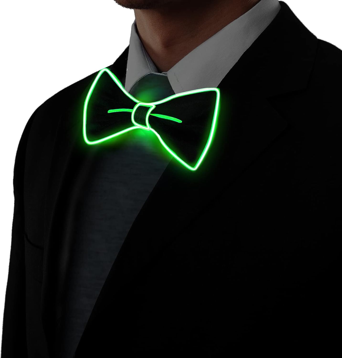 Ainiv Light Up Neckties Bowties Suspenders LED Party Supplies Glow in the Dark Adjustable for Women and Men Parties