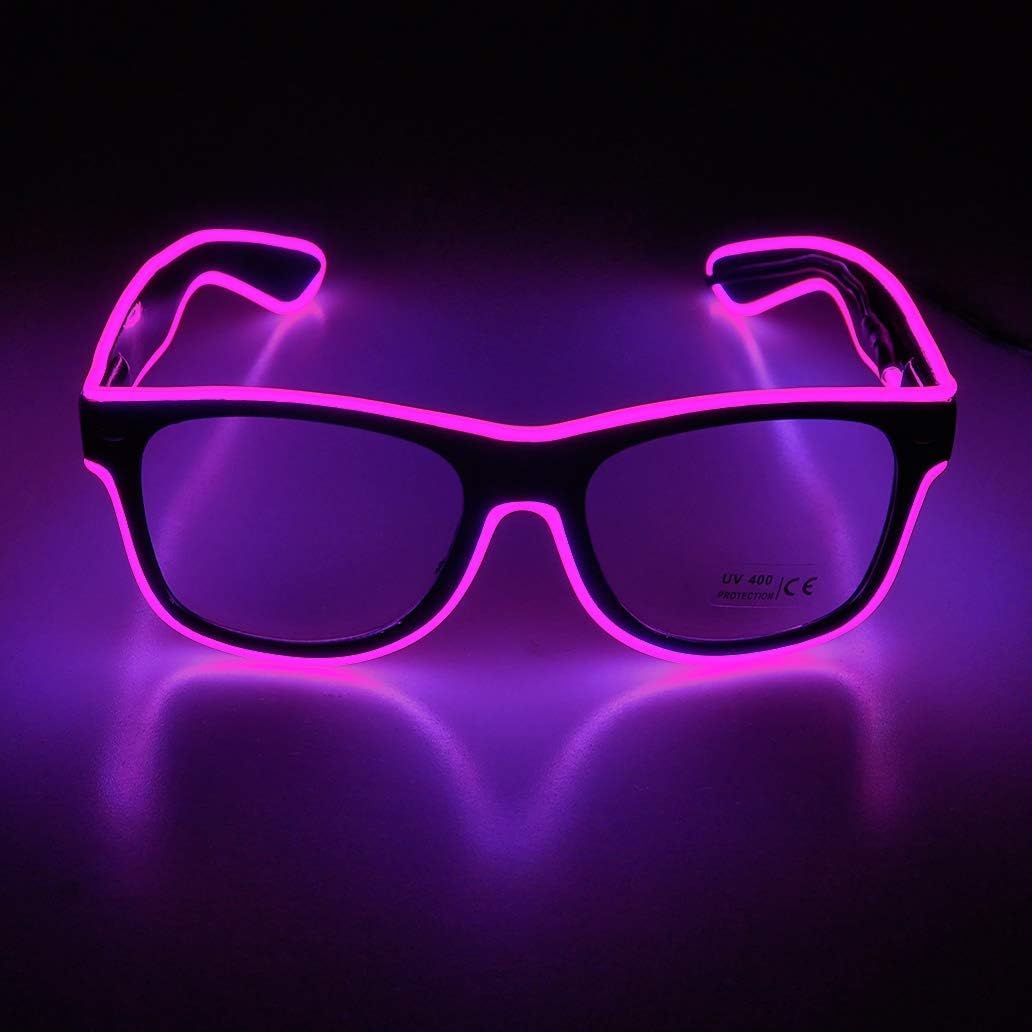 Aquat Light up EL Wire Neon Rave Glasses Glow LED Sunglasses Costumes For Party, EDM, Halloween, Wired with Battery Power