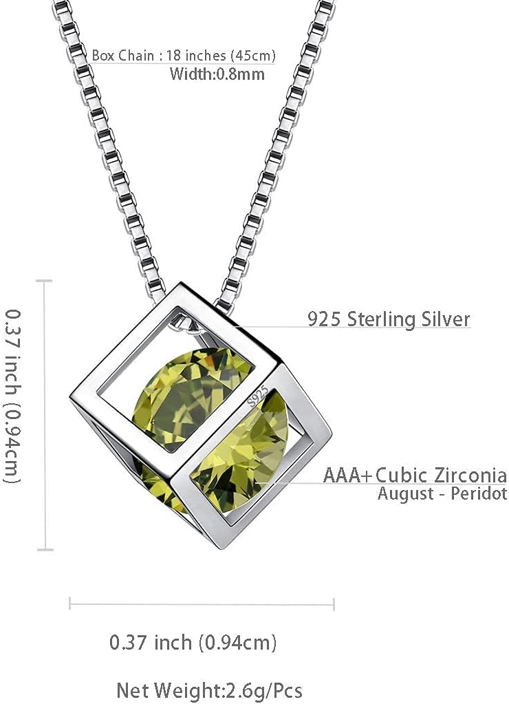 Aurora Tears Birthstone Necklace/Earring 925 Sterling Silver Women Cross/3D Cube/Cresent Moon Birth Stone Jewelry Mens Birthday Gift Anniversary Present