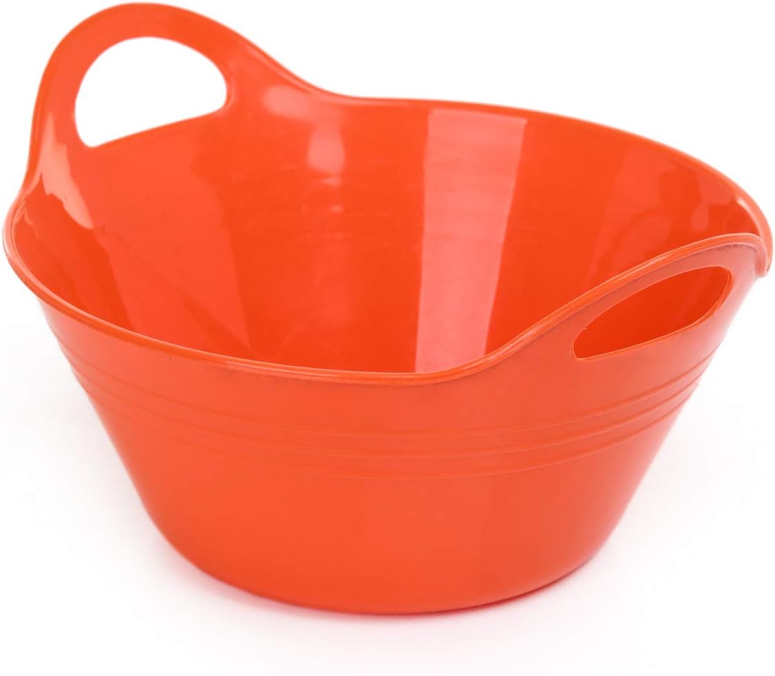 Mintra Home Plastic Bowls with Handles (970ml Small 3pk, Orange) - 6.75inW x 3inH - for snacks, candy, popcorn, gift basket, lightweight serving bowl for party, 3 Pack