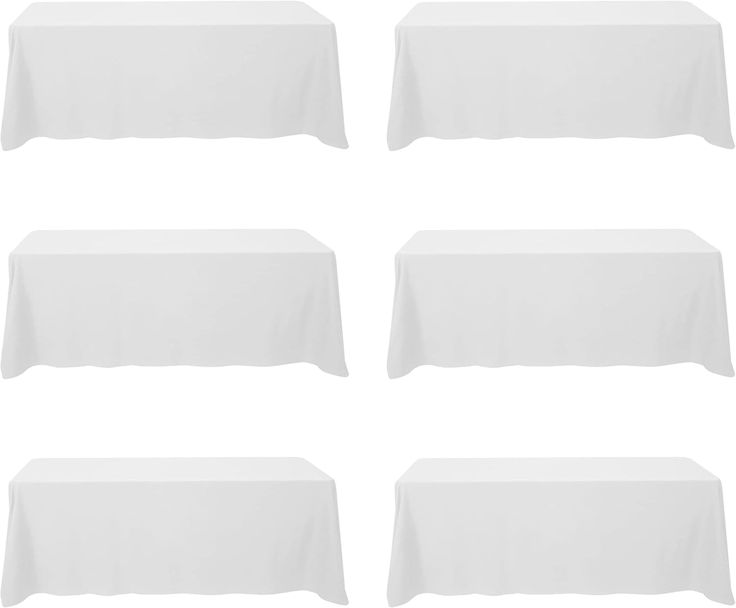 BRILLMAX 6 Pack White Tablecloths for 8 Foot Rectangle Tables 90 x 156 Inch - 8ft Rectangular Bulk Linen Polyester Fabric Washable Cloth Cover for Wedding Reception Banquet Birthday Party