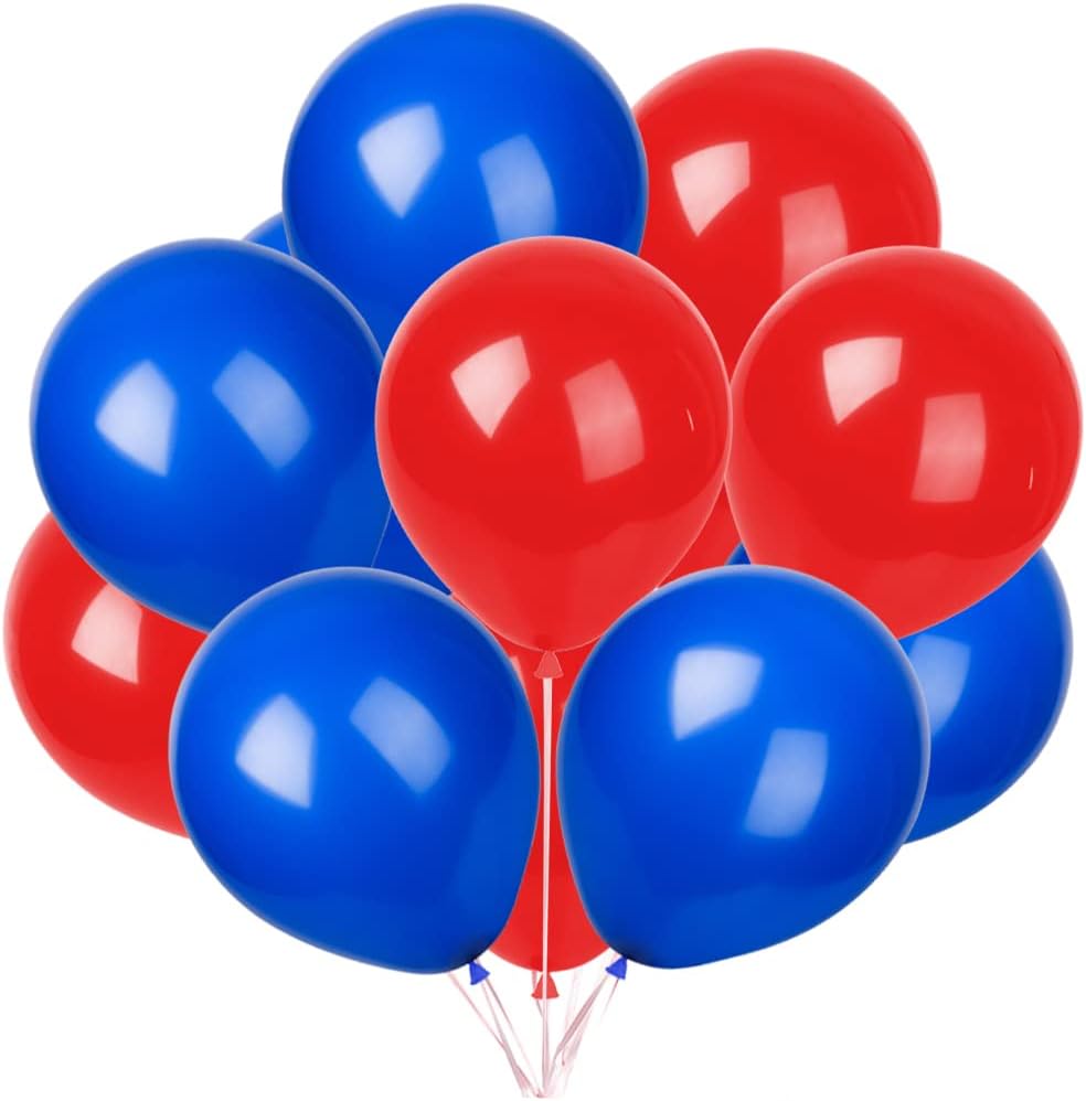 TNWBA Latex Balloons 100 pcs 12 inch, Red and Blue latex Balloons, birthday party decoration