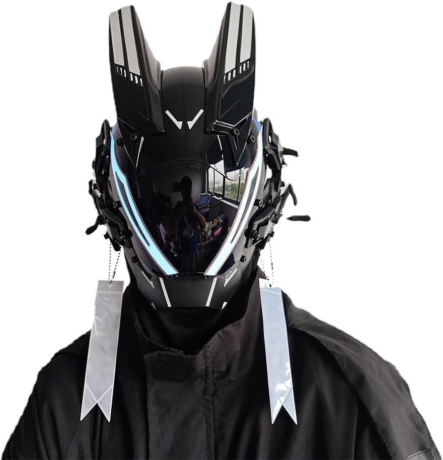 KYEDAY Punk Mask for Men,LED Mask for Women,Futuristic Punk Techwear, Cosplay Halloween Fit Party Music Festival Accessories