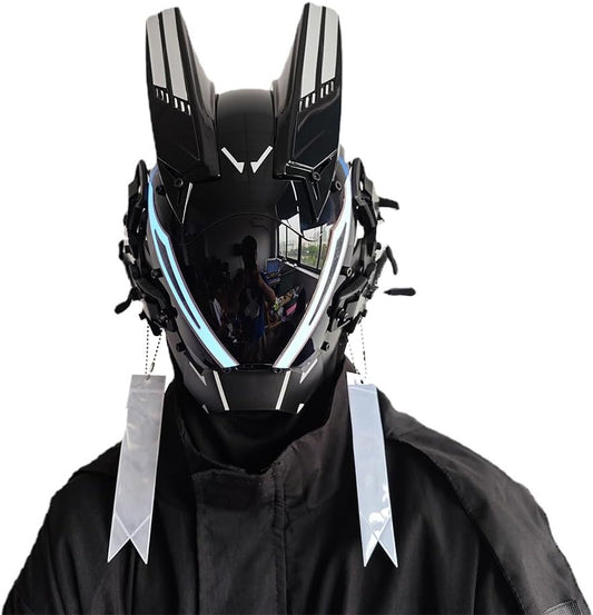 KYEDAY Punk Mask for Men,LED Mask for Women,Futuristic Punk Techwear, Cosplay Halloween Fit Party Music Festival Accessories