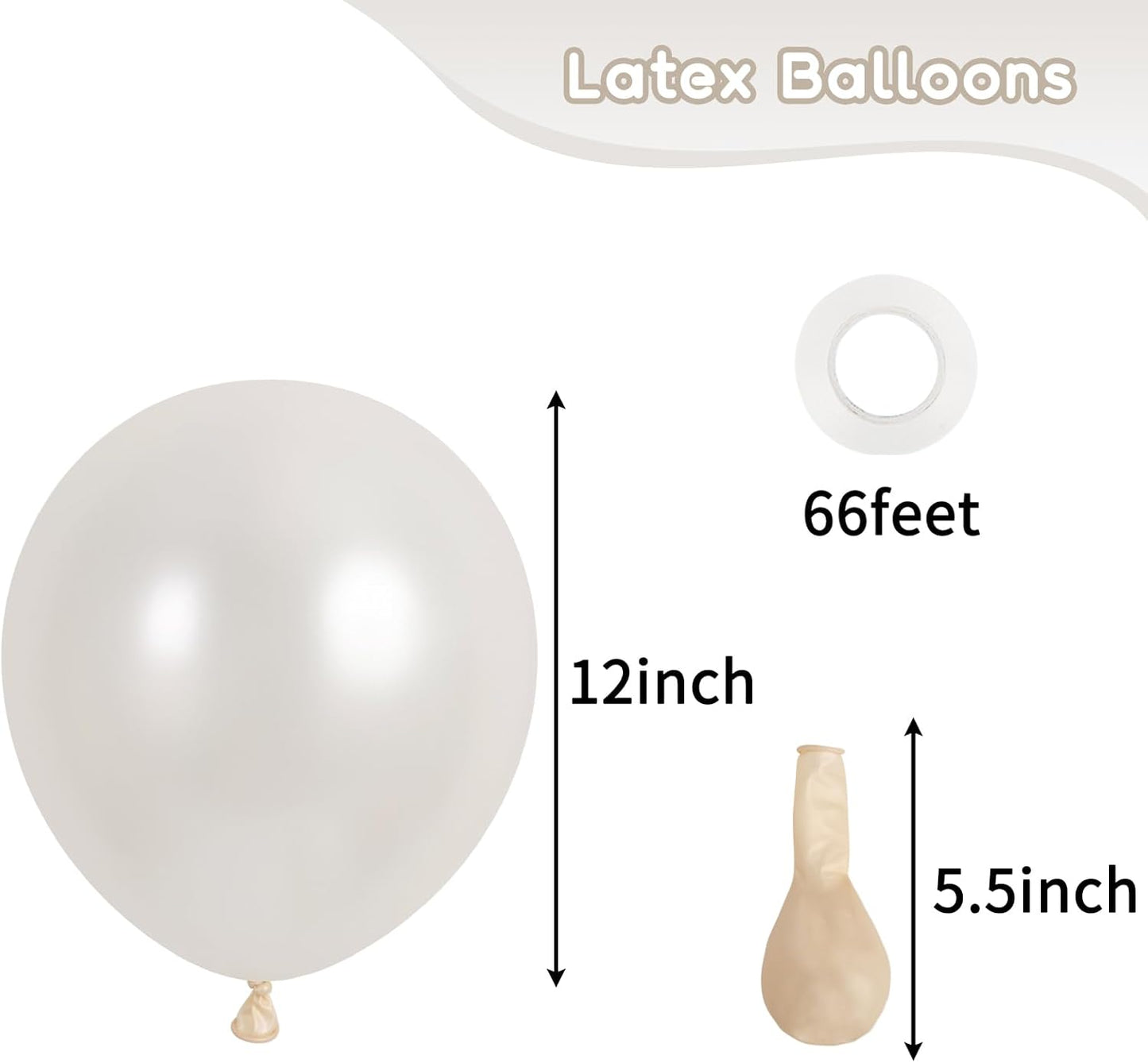 RUBFAC 120pcs Pearl White Balloons 12 Inches White Balloons, Bright Color Latex Party Ballons for Birthday Baby Shower Wedding Party Supplies Garland Arch Decoration