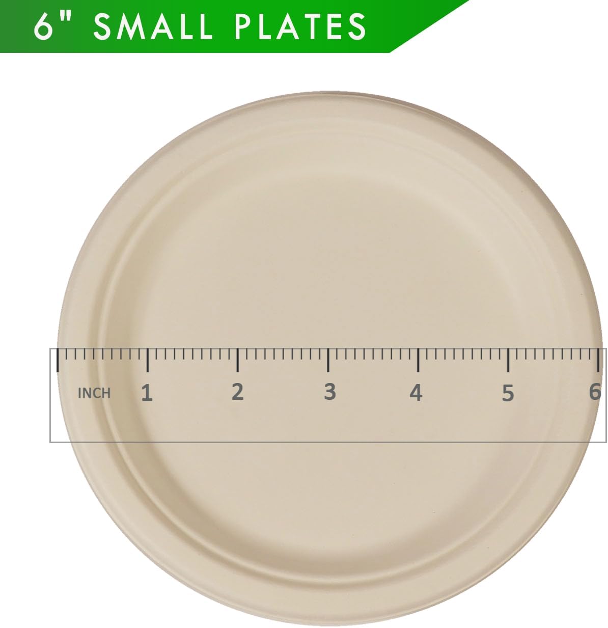 GreenWorks 200 Count 6“ Small Compostable Dessert Plates, Heavy-duty Unbleached Biodegradable Bagasse and Bamboo fiber Paper Plates …