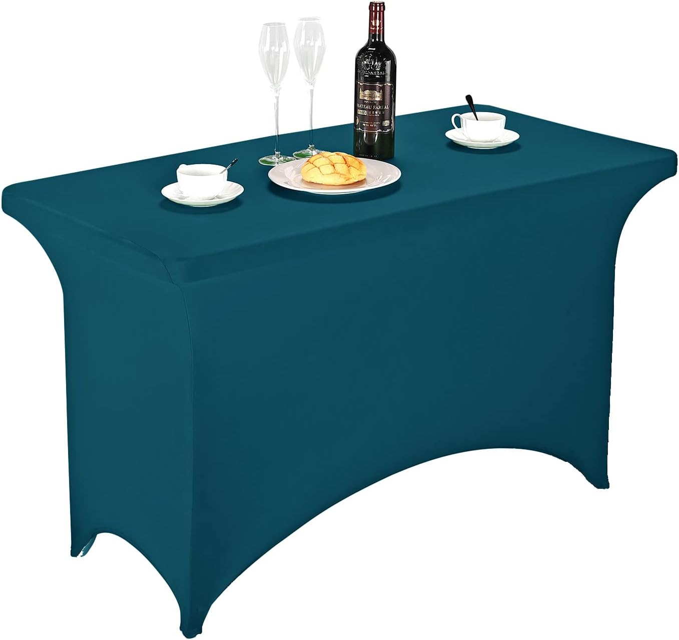 LZY Spandex Fitted Stretch Table Cover for 4ft or 6ft or 8ft Folding Table, Rectangular Cocktail Tablecloth, Perfect for Party or Banquet