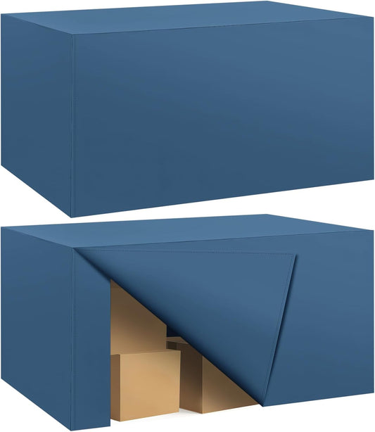 Ascoza 2 Pack Fitted Tablecloth for 4 Foot Rectangle 48 x 24 Inch Mediterranean Blue Table Covers Water Resistant Polyester Cloth for Folding, Parties,Display, Trade Show (Mediterranean Blue)