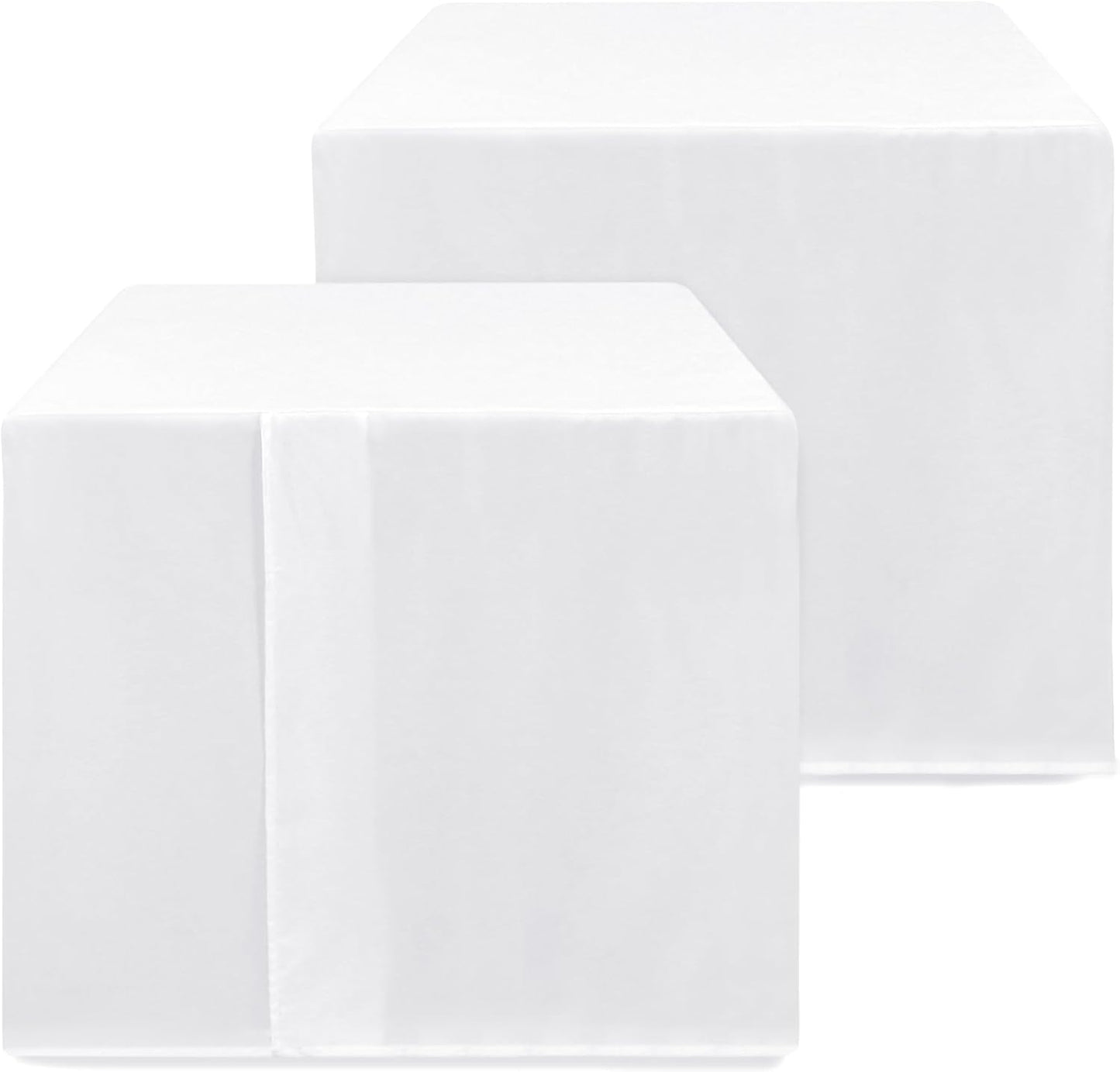 HolidayIdeas 2 Pack Square Fitted Table Covers - 38 x 38 Inch - White Fabric Washable Tablecloth Protectors for Folding Table, Parties, Wedding, Trade Show, Dining