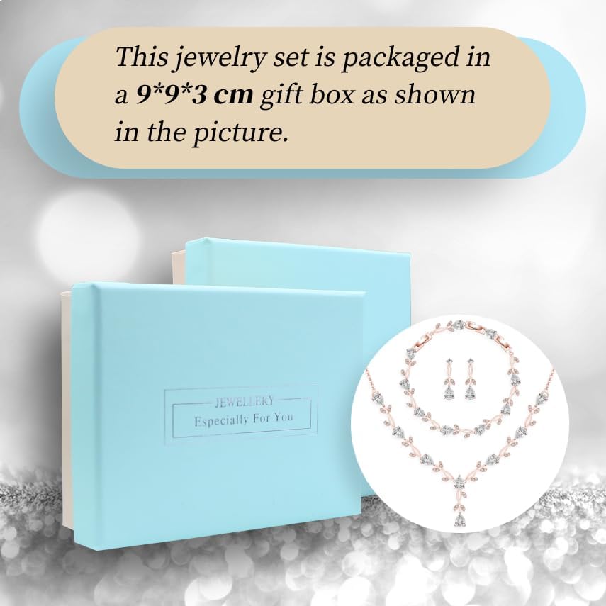 GZWHD Wedding Jewelry Sets for Bride Bridesmaid Women Cubic Zirconia Necklace Earrings Bracelet Set Gift for Mother Friend Wife Daughter Sister Party Prom Jewelry