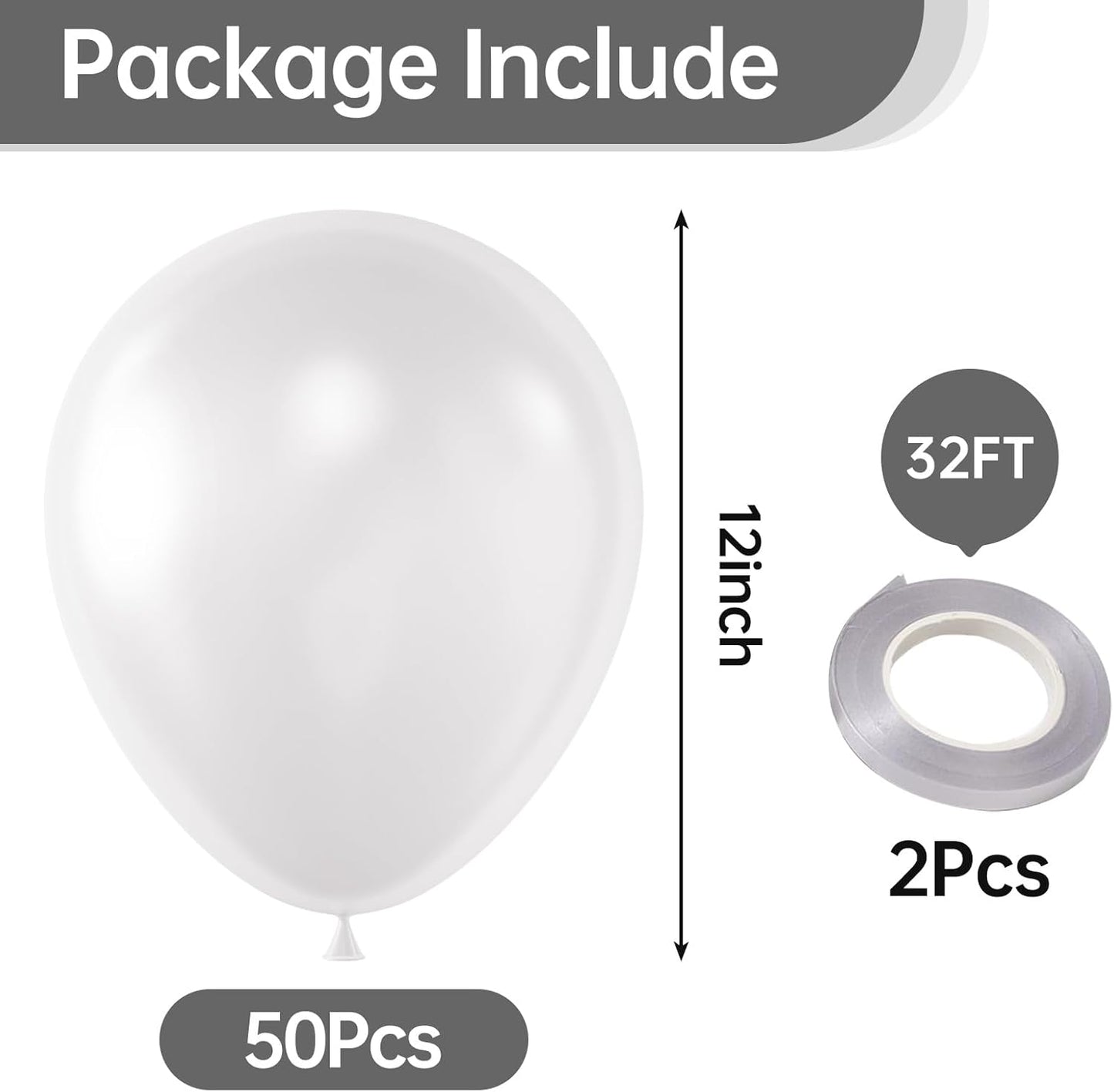 KALOR 12 Inch Clear Balloons, 50 Pcs Latex Helium Balloons for Kid's Birthday Party, Baby Shower, Wedding, Graduate Party Decorations