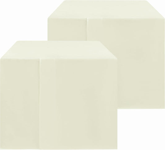 HolidayIdeas 2 Pack Square Fitted Table Covers - 34 x 34 Inch -Card Table Clothes Washable Tablecloth Protectors for Parties, Holiday Dinner, Trade Show, Vendor Stand, Butter Cream