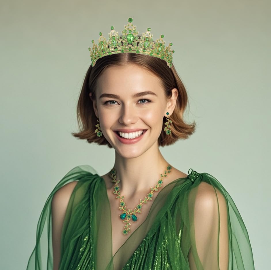 Kamirola Tiaras and Crowns for Women,Tiaras Earrings Necklace, Crystal Bridal Jewelry Set, Costume Party Halloween Prom Pageant Jewelry for Women(TR45)