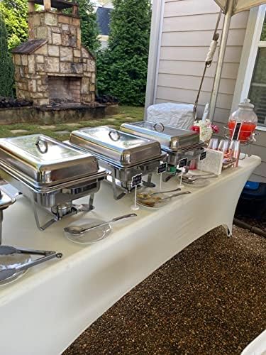 FORLIFE 4Pack Spandex Table Covers，Fitted Tablecloth for Rectangular Tables, Stretch Patio Table Covers, Universal Spandex Table Cover for Wedding, Banquet, Party (6ft, Ivory)