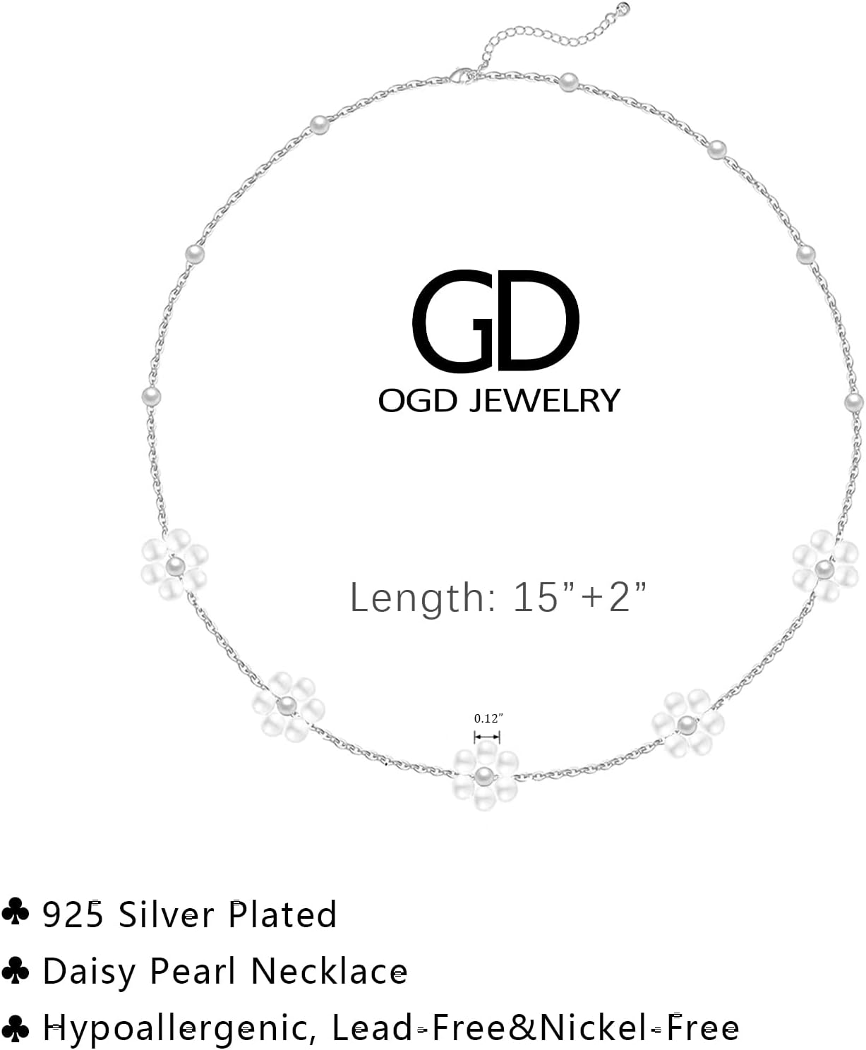 OGD Gold Pearl Necklaces Set for Women 14K Gold Plated Dainty Layered Pearl Cute Daisy Pearl Choker Gold Necklace Gifts for Women Gold Trendy Jewelry Gifts