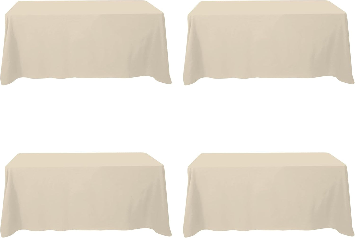 BRILLMAX 4 Pack Beige Tablecloths for 6 Foot Rectangle Tables 90 x 132 Inch - 6ft Rectangular Bulk Linen Polyester Fabric Washable Cloth Cover for Wedding Reception Banquet Birthday Party
