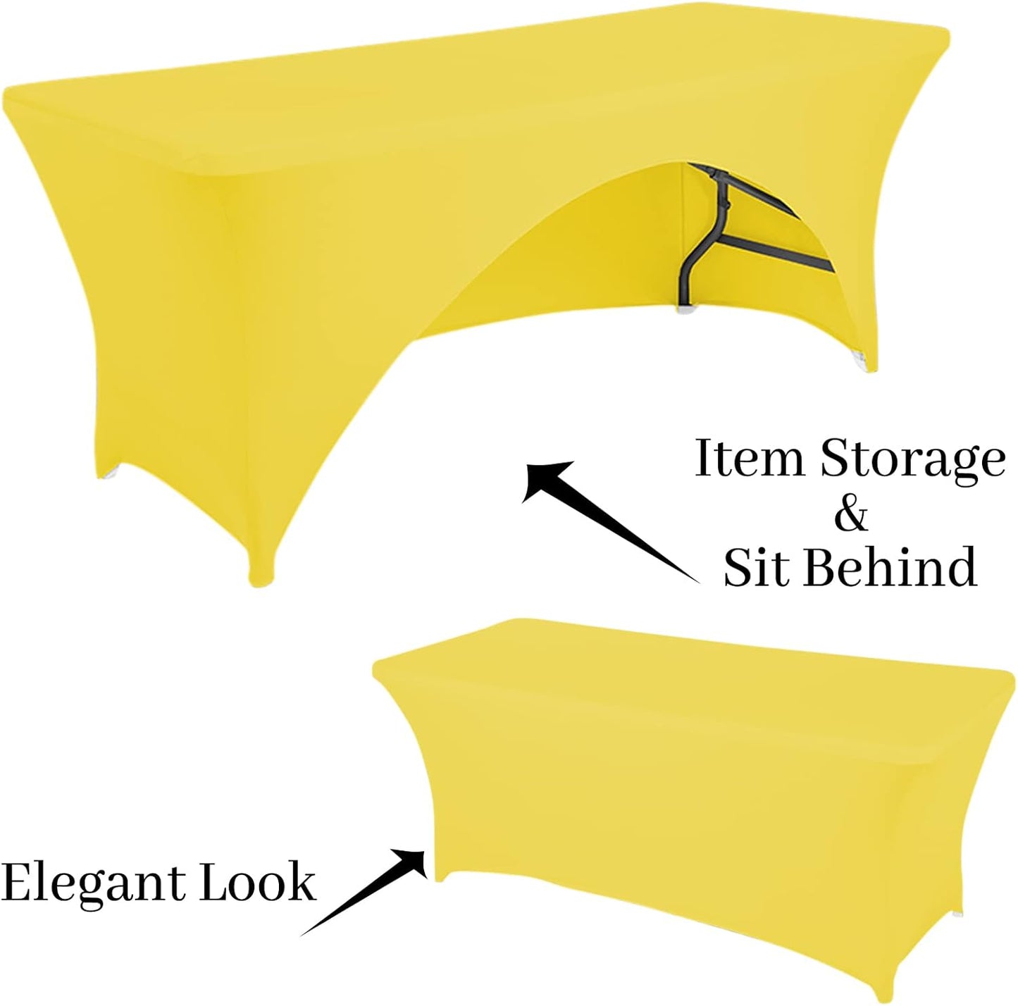 Spandex Table Cover 4 ft. Fitted Polyester Tablecloth Stretch Table Cover Table Topper Open Back - Yellow
