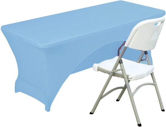 Spandex Table Cover 5 ft. Fitted Polyester Tablecloth Stretch Table Cover Table Topper Open Back - Lightblue