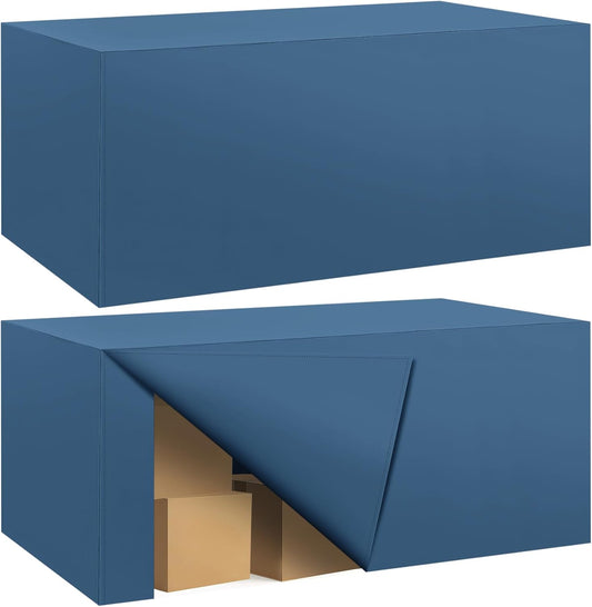 Ascoza 2 Pack Fitted Tablecloth for 8 Foot Rectangle 96 x 30 Inch Mediterranean Blue Table Covers Water Resistant Polyester Cloth for Folding, Parties,Display, Trade Show (Mediterranean Blue)