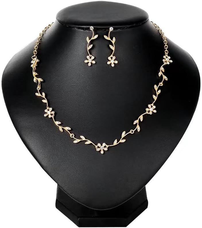 Crystal Necklace Earrings Bracelet Bridal Wedding Jewelry Set Rhinestone Choker Necklace For Brides Bridesmaid