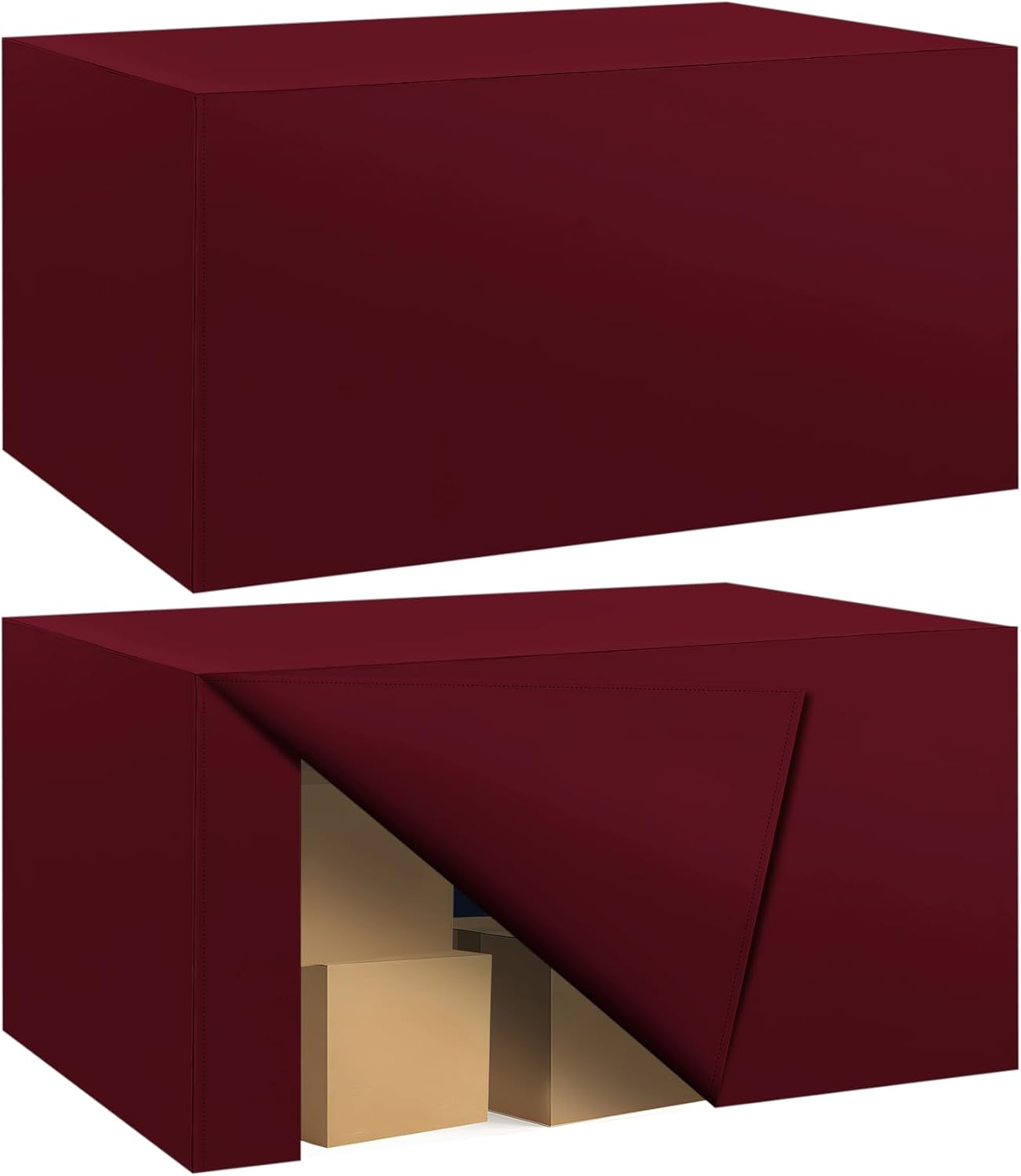 Ascoza 2 Pack Fitted Tablecloth for 4 Foot Rectangle 48 x 24 Inch Burgundy Table Covers Water Resistant Polyester Cloth for Folding, Parties,Display, Trade Show (Burgundy)