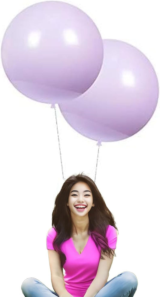 24 Inch Latex Round Balloons 10 Pack Macaron Purple Thick Big Balloons for Photo Shoot Wedding Baby Shower Birthday Party Decorations by IN-JOOYAA