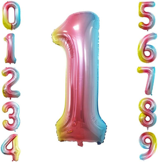 GOER Rainbow Foil Balloons Number 1,Huge Number Balloons for 1st Birthday Party Supplies Anniversary Decorations (3 pcs,42 inch,32 inch,16inch)