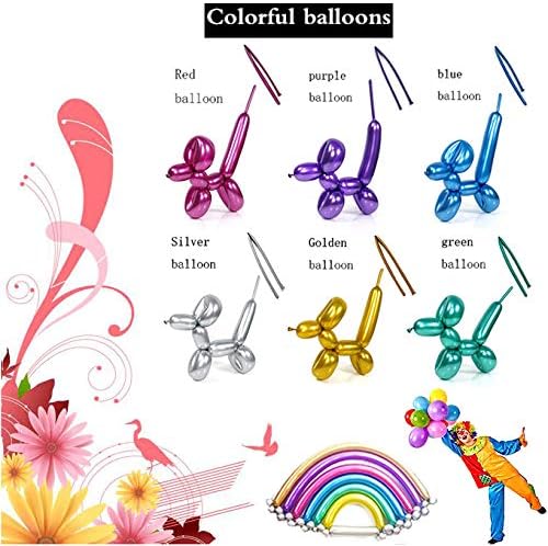 100Pcs Metallic 260 Balloons, Color Chrome Long Balloon for Animals, 260 Art Ballon for Twisting, Skinny Modeling Supplies for Birthday Party Wedding Festival Decorations. Multi