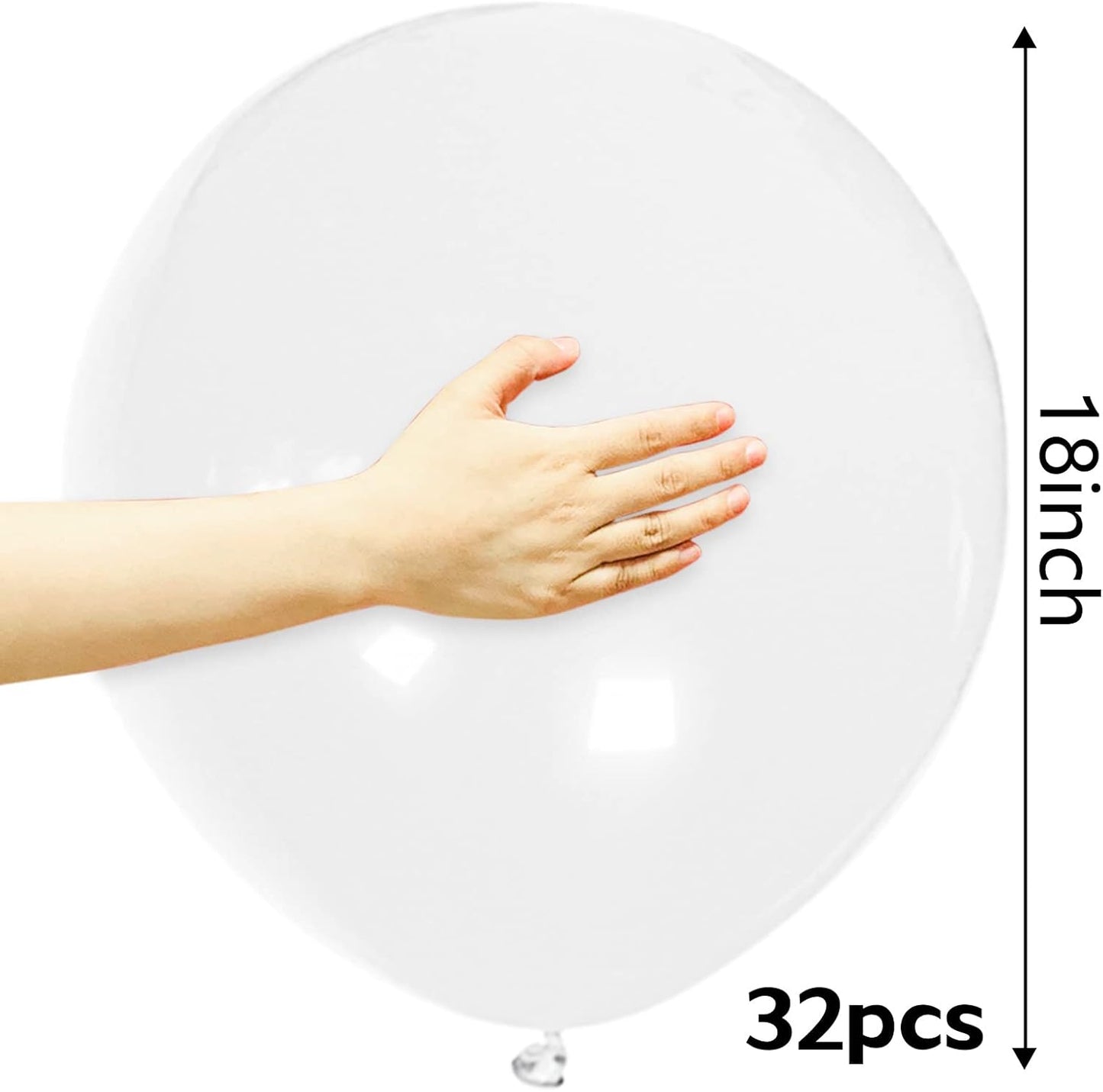 32Pcs White Big Balloons 18 Inch, Round Large Latex Party Balloons for Birthday Wedding Decorations. (white)
