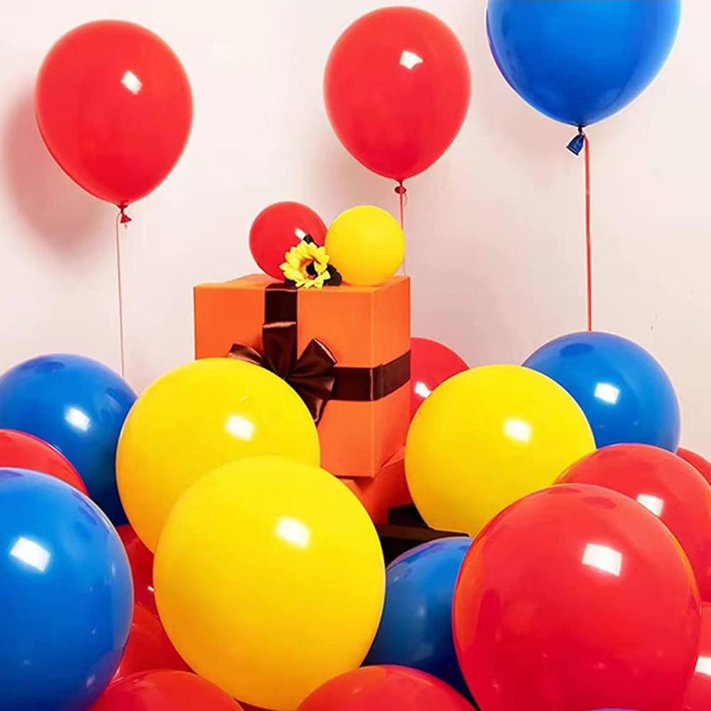 300 Pack Blue Red and Yellow Balloons - 5 Inch Mini Blue Red Yellow Latex Small Balloons - 100 of Each Colors for Party Balloons Arch Wreath Assorted Colors Decorations