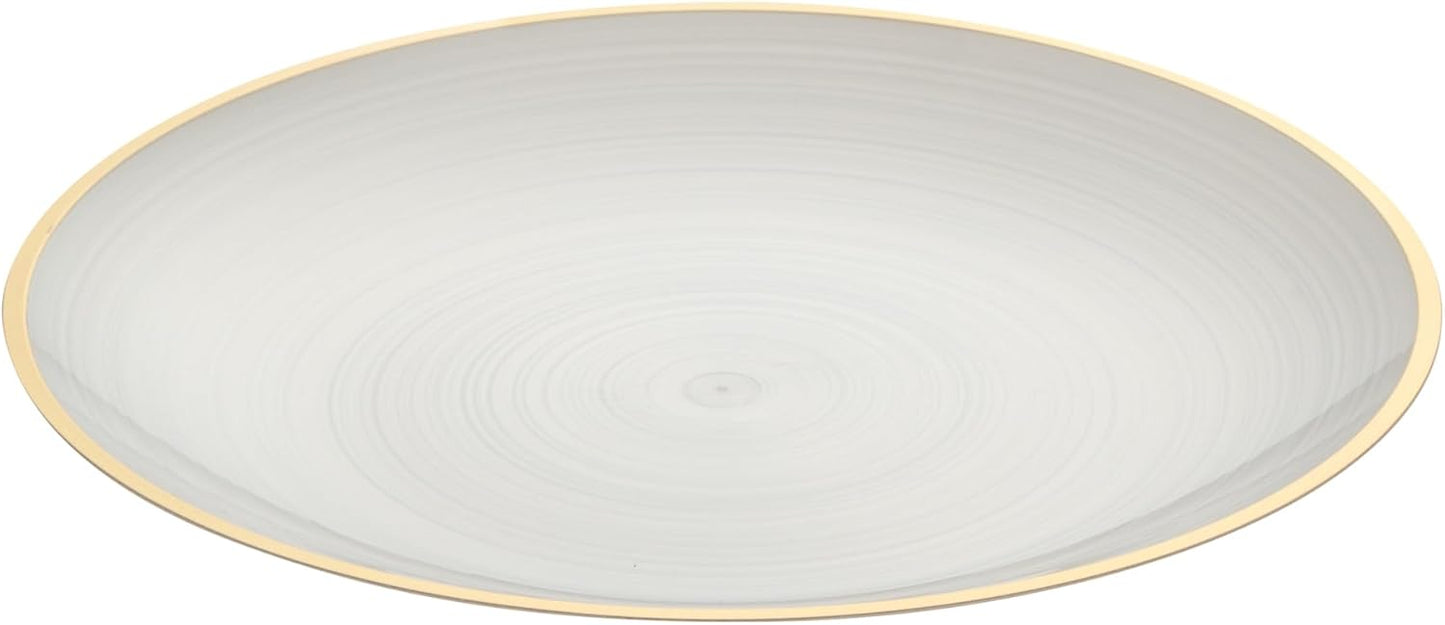Restaurantware Plastic Plates 100 Pcs 7.25" Gold Rimmed Disposable Plates Heavy-Duty White Translucent Rippled Plastic Dinner Servers for Party, Weddings, Salads, Desserts, and Appetizers