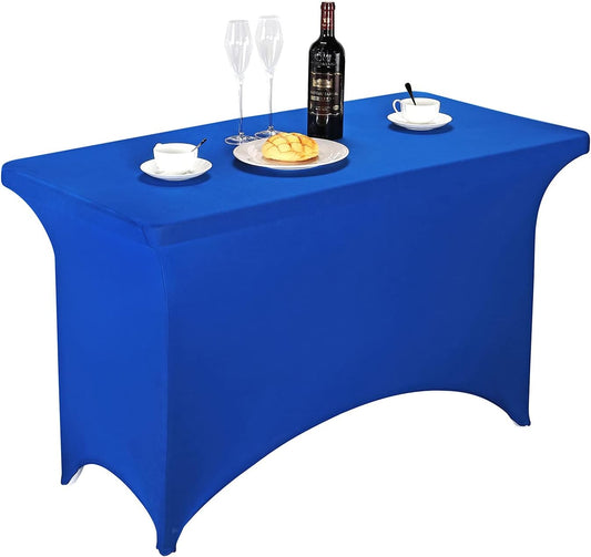 FORLIFE Spandex Table Covers - Fitted Rectangular Tablecloth, Stretch Patio Table Cover, Universal for Wedding, Banquet, Party (4ft, Royal)