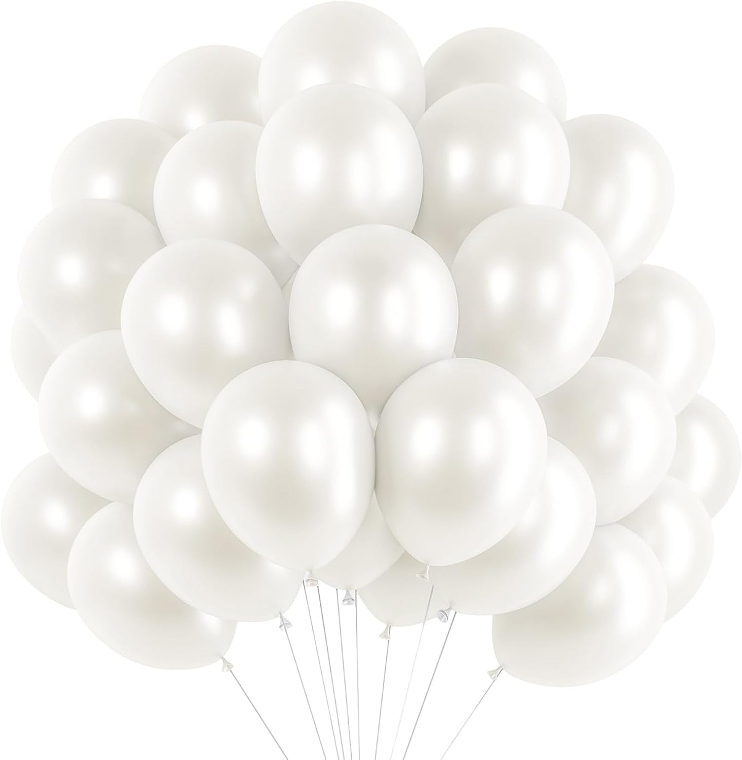 RUBFAC 120pcs Pearl White Balloons 12 Inches White Balloons, Bright Color Latex Party Ballons for Birthday Baby Shower Wedding Party Supplies Garland Arch Decoration
