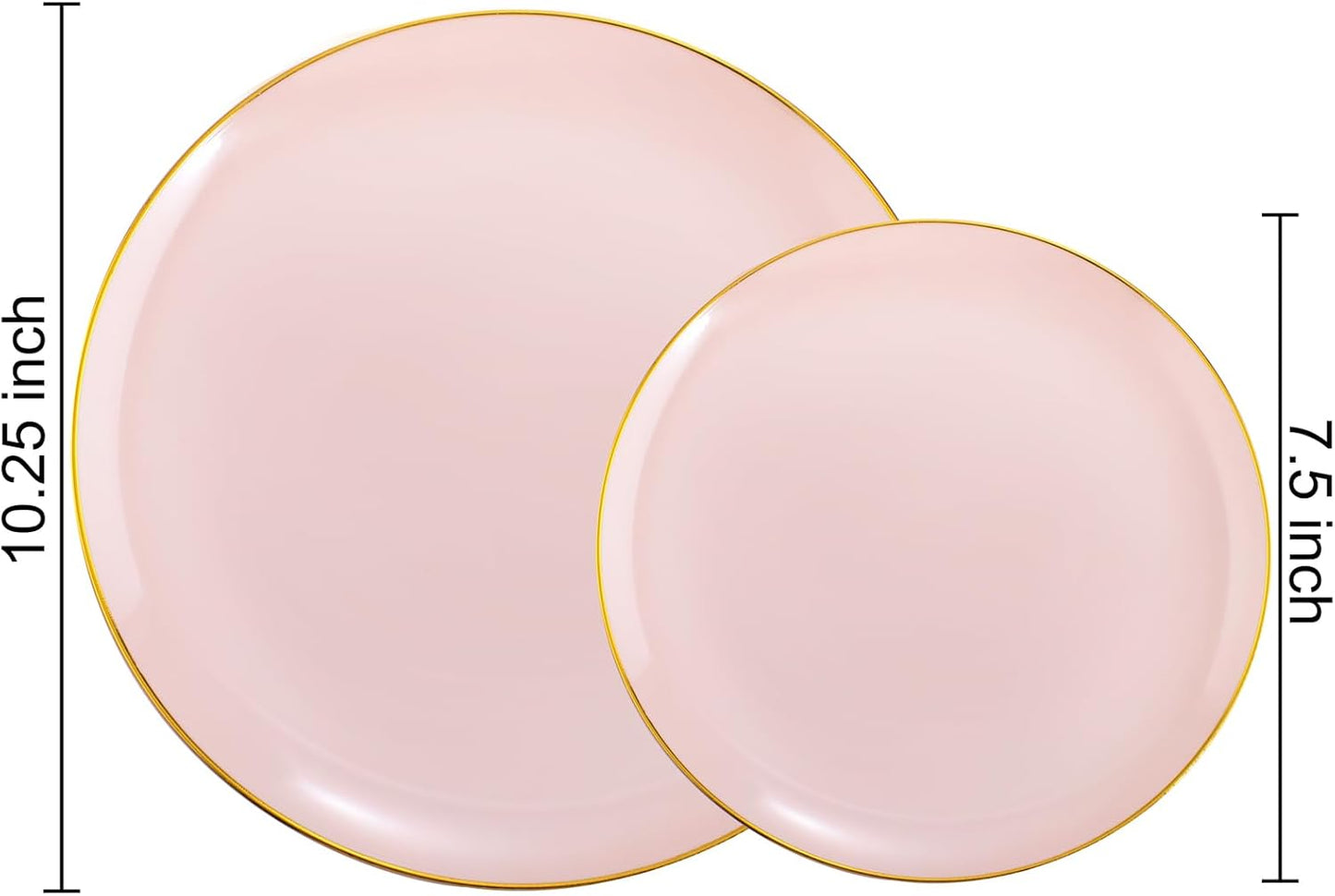 PULOTE 100PCS Pink Plastic Plates - Heavy Duty Pink and Gold Disposable Plates for Party, Wedding & Mother’s Day, Include 50 Dinner Plates and 50 Dessert Plates