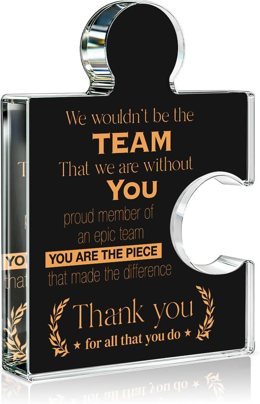 Teams Appreciation Gifts Thank You Gift for Coworkers Colleagues Employees Boss, Best Team Ever Gifts We Wouldn't Be the Team We Are Without You Acrylic Puzzle Piece Plaque Office Decor, Black