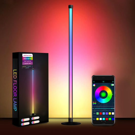 LED Floor Lamp, 63-Inch RGB Corner Light with Music Sync, Smart App Control, 16 Million Colors, Remote Control for Living Room, Bedroom, Gaming Room (1 Pack)