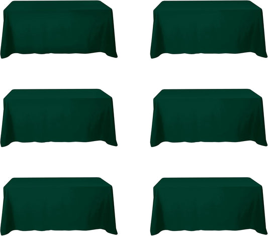 BRILLMAX 6 Pack Hunter Green Tablecloths for 6 Foot Rectangle Tables 90 x 132 Inch - 6ft Rectangular Bulk Linen Polyester Fabric Washable Cloth Cover for Wedding Reception Banquet Birthday Party