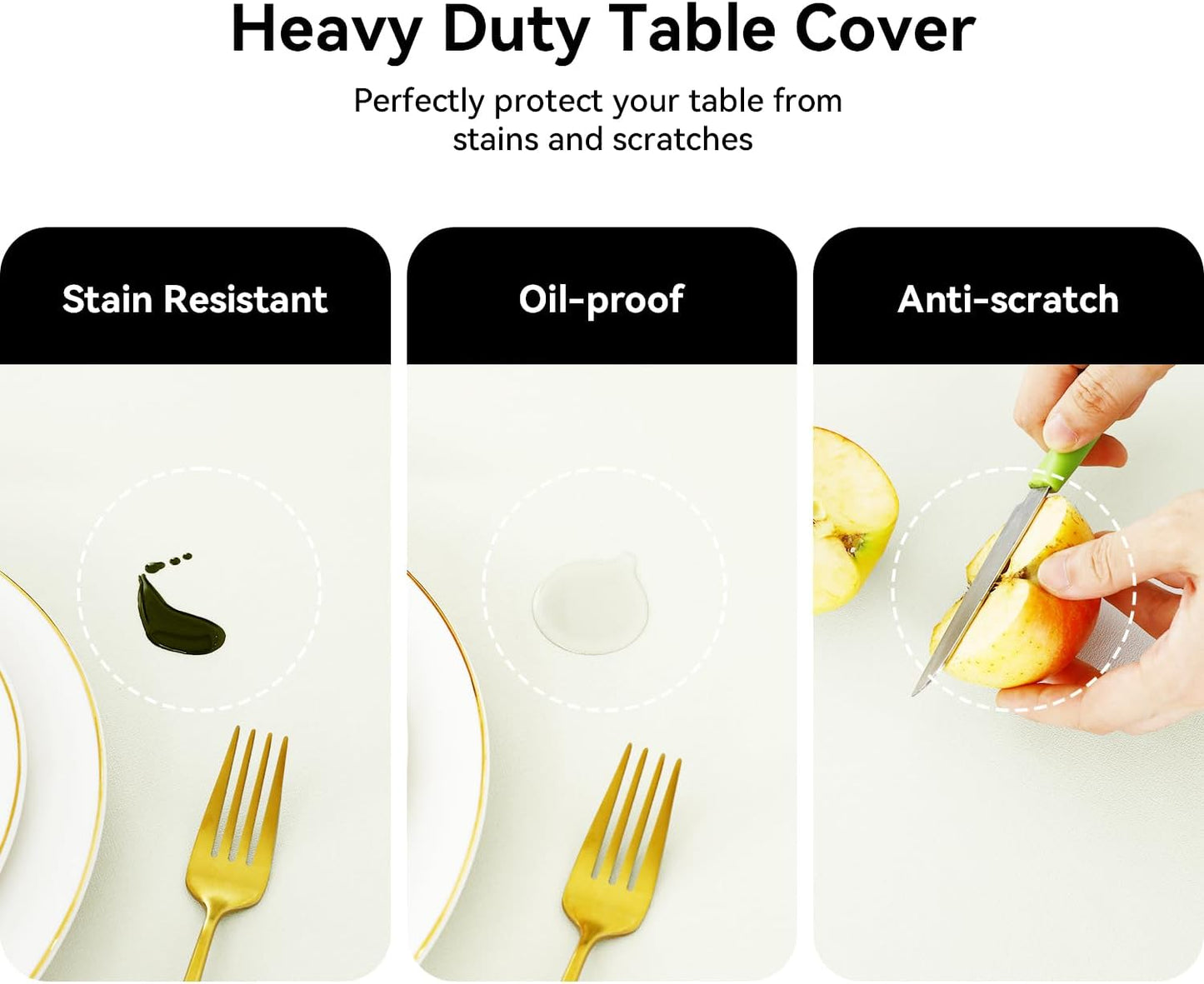 Romanstile 100% Waterproof PVC Tablecloth, Rectangle Oil Spill Proof Stain Resistant Vinyl Table Cloth, Wipe Clean Plastic Table Covers for Kitchen/Dining/Parties - 54 x 108 Inch, Ivory