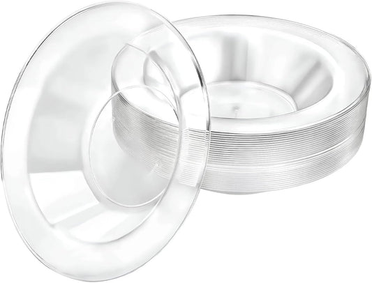 Lillian Tablesettings Premium Quality Heavyweight Plastic Bowls China Like. Wedding and Party Dinnerware Plastic Bowls 5 oz. Clear-Value Pack 30 Count