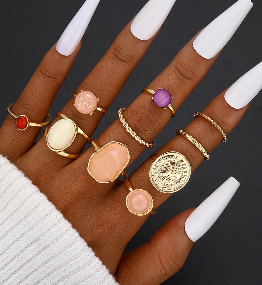 iF YOU 25 Pcs Gold Knuckle Ring Set for Women, Chunky Stackable Finger Midi Rings, Silver Simple Stacking Cute Rings Pack Trendy Stuff Jewelry Gift