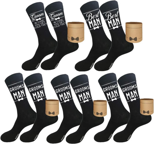 Groomsman Gifts For Men Wedding Gifts Novelty Socks Funny Proposal Gifts Groom Bestman 100% Cotton Crew Socks